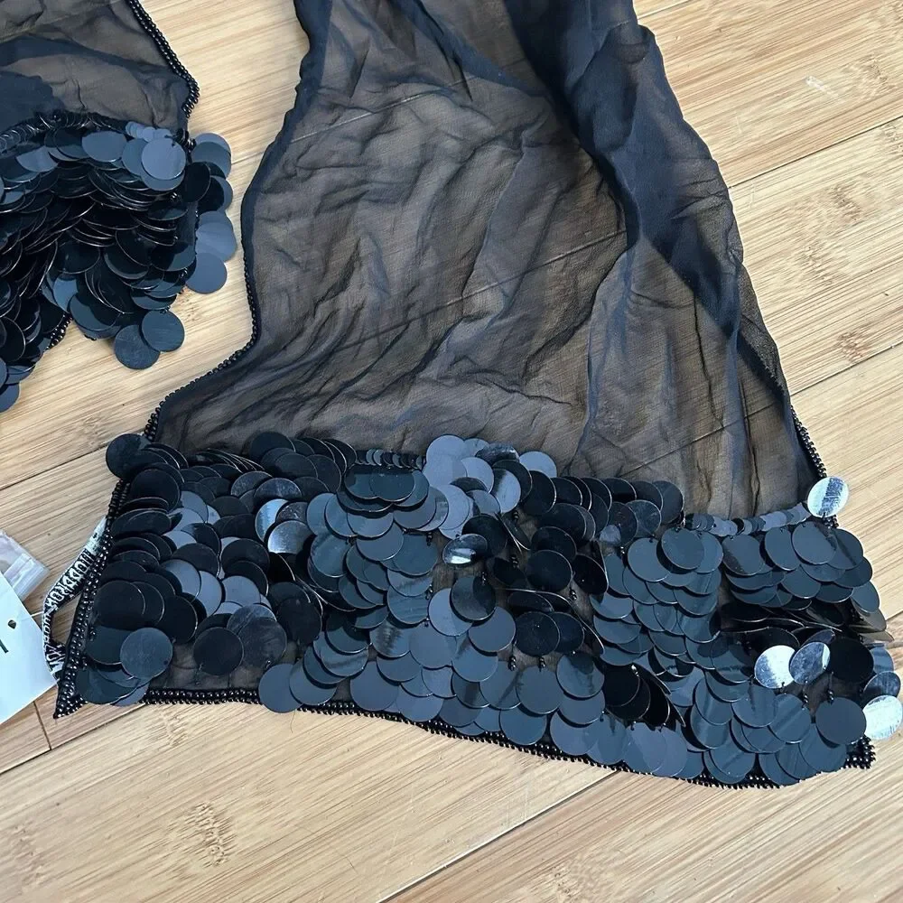 Vintage Harrison Morgan Silk Sequin Scarf Shawl